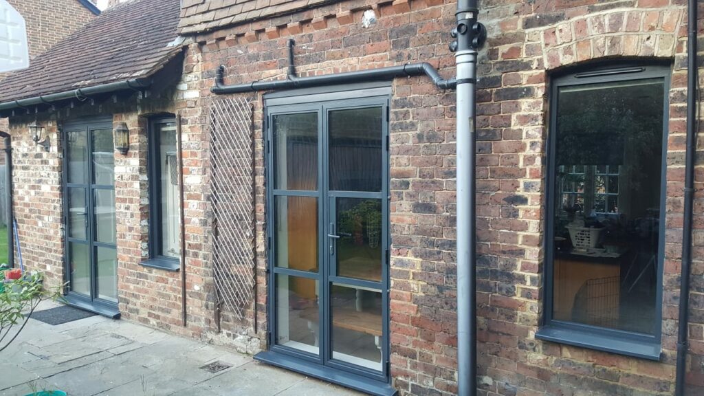steel look patio doors in Tonbridge in a grey colour