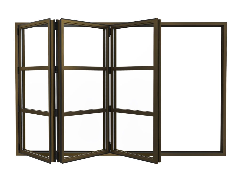 cad image of steel-look bifold doors