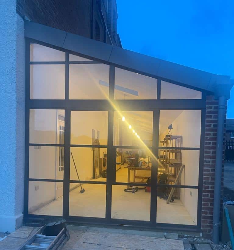 heritage French doors in Hastings to a house side extension