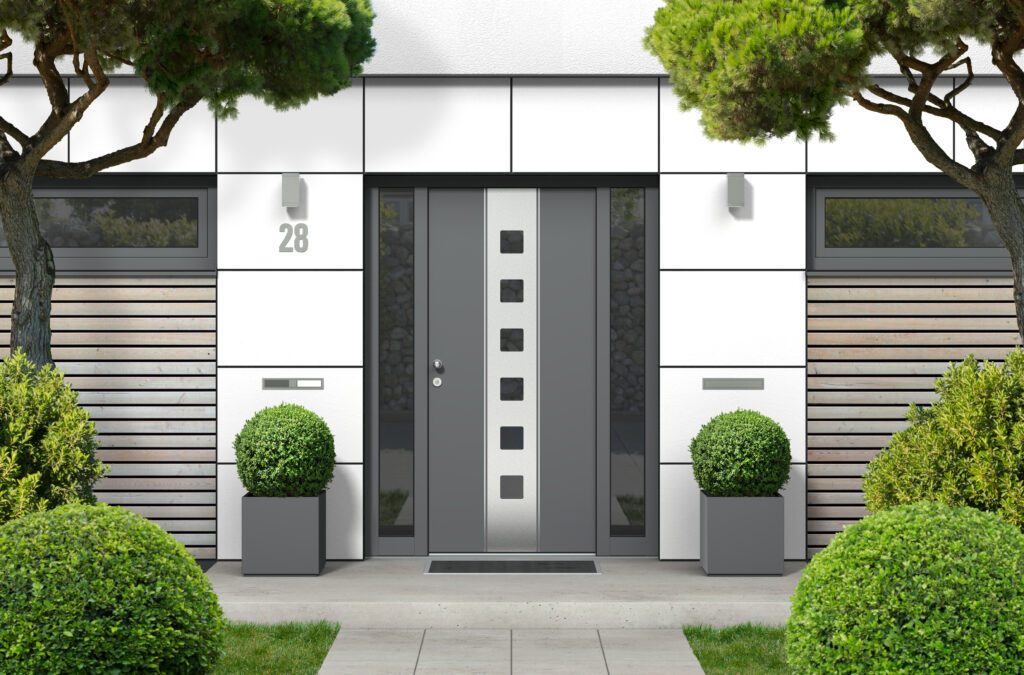 image of a contemporary grey front door