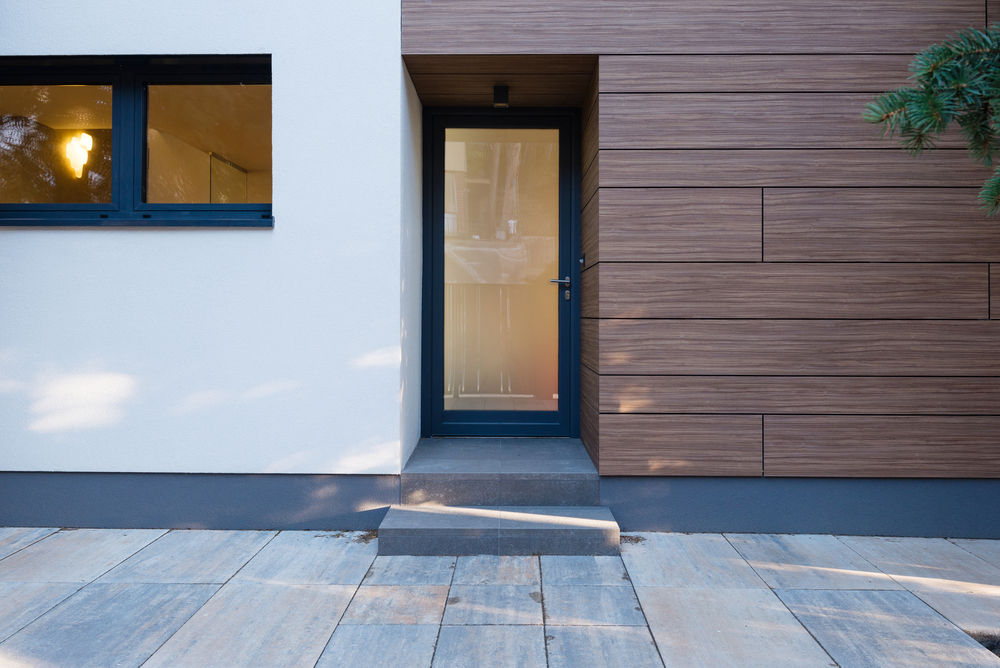 Aluk Optio 58BD HI Entrance Door. in a recessed clad entrance