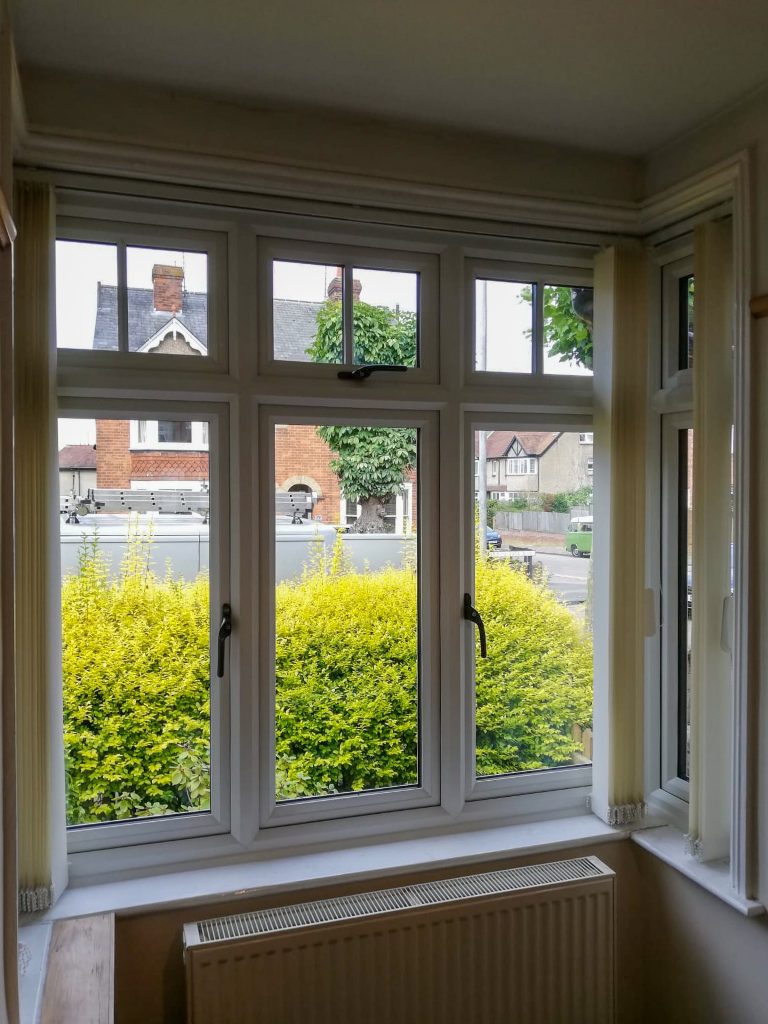 inside view of liniar bay window in a Kent home.